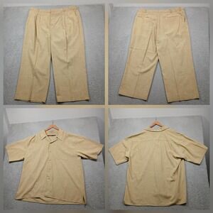 Smokey Joe's Matching Set Men's 3X Tan Linen Blend Pants Shirt